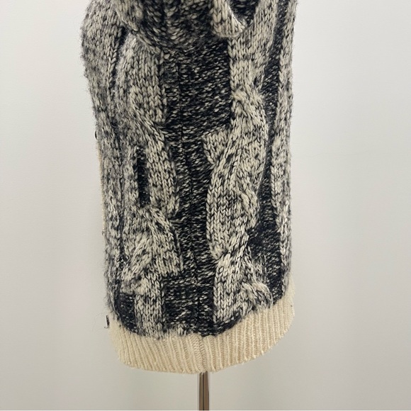 IRO Merino Wool Alpaca Button Front Long Sleeve Black Cream Cardigan Size 4 - Picture 6 of 11